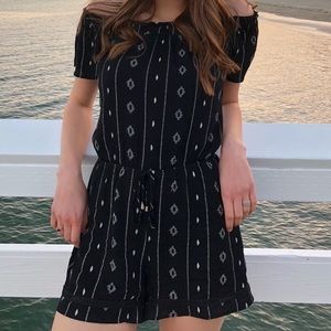 Off the shoulder black embroidered romper